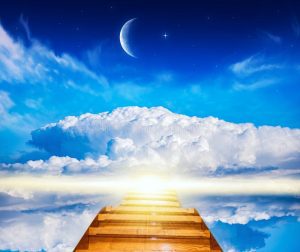 Beautiful sky sunrise light sky new moon steps leading up to sun bright light heaven religious background generous 165318022